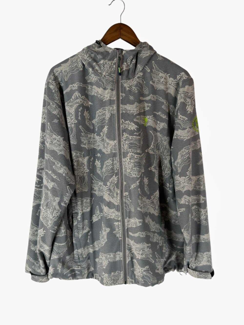 William Murray Golf Full-Zip Hooded Jacket Men's Large Gray Course Map Print